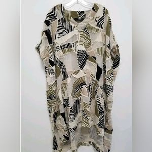 Tom Rebl Patchwork Tunic Dress High Low Semi-Sheer Size XXL Italy